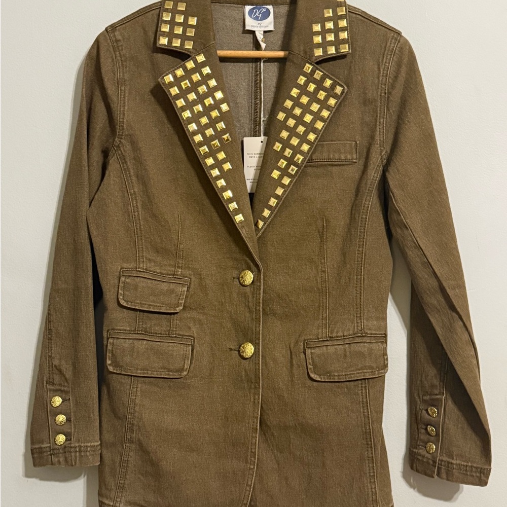 Vintage Grunge Studded Blazer Jacket 80’s / 90’s Textured Gold Brown Bedazzled
